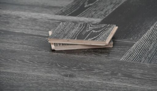 Tradition Select Engineered Oak Herringbone Flooring, Brushed, Black Stained, White Oiled, 150x14x900mm Image 2