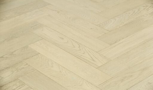 Tradition Select Engineered Oak Herringbone Flooring, Brushed, White UV Oiled, 125x14x600mm