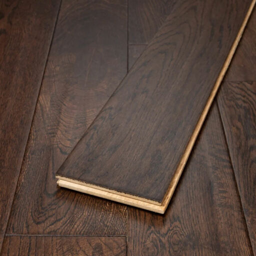 Tradition Solid Coffee Oak Hardwood Flooring, Rustic, Handscraped, Matt Lacquered, RLx125x18mm