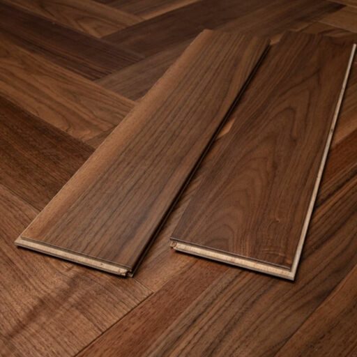 Tradition Walnut Herringbone Engineered Parquet Flooring, Natural, UV Lacquered, 125x14x600mm