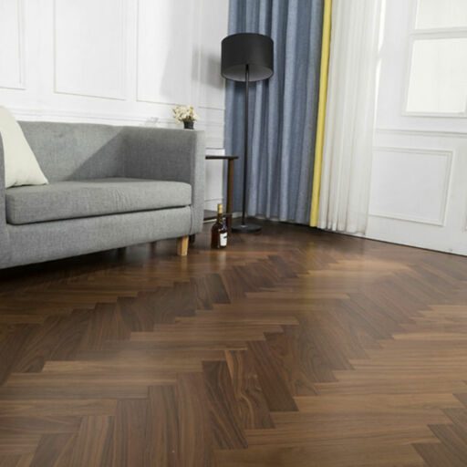 Tradition Walnut Herringbone Engineered Parquet Flooring, Natural, UV Oiled, 125x14x600mm Image 2