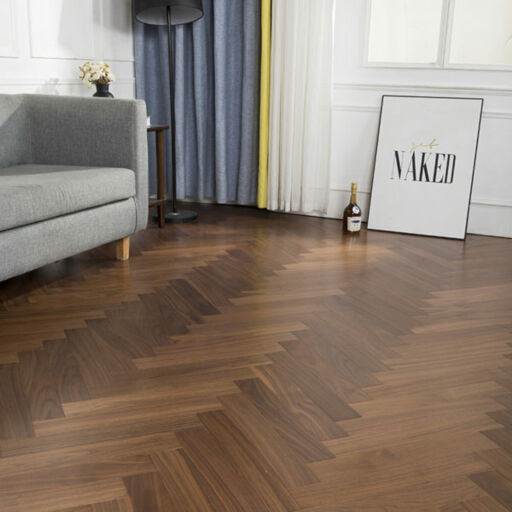 Tradition Walnut Herringbone Engineered Parquet Flooring, UV Oiled, 125x14x600mm Image 4