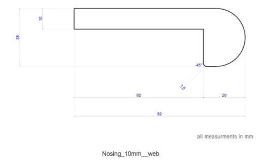 Tradition Solid Oak Stair Nosing, Unfinished, For 10mm Floors 82x28mm 2.7m Image 2
