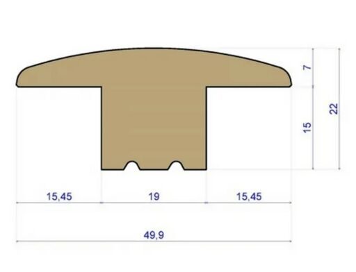 Unfinished Solid Oak T-Shaped Threshold, 15mm, 2.7 m Image 2