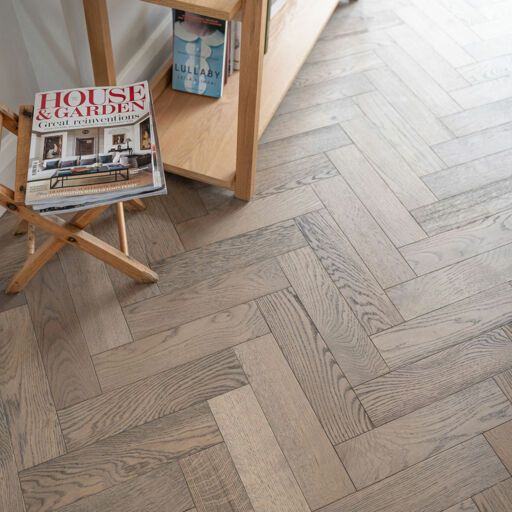 V4 Deco Parquet, Frozen Umber Engineered Oak Flooring, Rustic, Stained, Brushed & Hardwax Oiled, 90x14x400mm Image 2