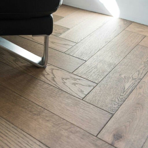 V4 Deco Parquet, Frozen Umber Engineered Oak Flooring, Rustic, Stained, Brushed & Hardwax Oiled, 90x14x400mm Image 3