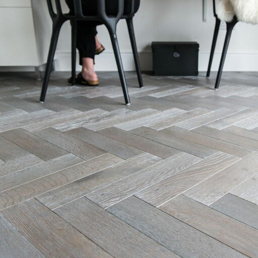 V4 Deco Parquet, Silver Haze Engineered Oak Flooring, Rustic, Stained, Brushed & Hardwax Oiled, 90x15x360mm Image 3