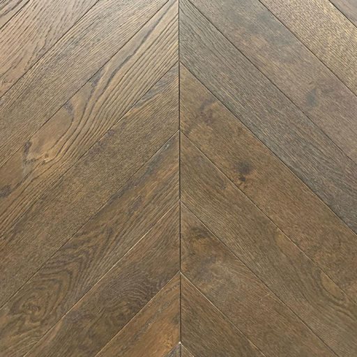 Xylo Dark Mocha Stained Engineered Oak Flooring, Rustic, Chevron, Brushed & UV Oiled, 90x14x540mm