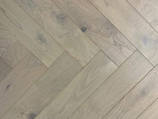 Xylo Mushroom Grey Stained Engineered Oak Flooring, Rustic, Herringbone, Brushed & UV Lacquered, 125x14x625mm