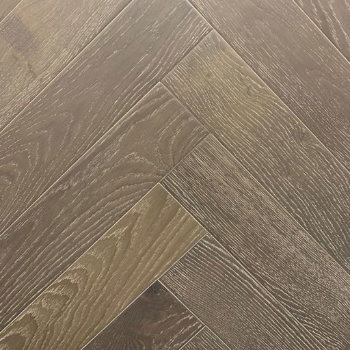 Xylo White Washed Coffee Engineered Oak Flooring, Rustic, Herringbone, Brushed & UV Oiled, 125x14x625mm
