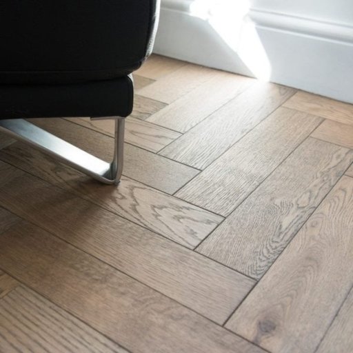 V4 Frozen Umber Engineered Oak Parquet Flooring, Rustic, Stained, Brushed & Hardwax Oiled, 90x14x360 mm