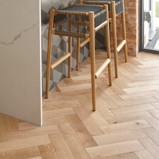 V4 Engineered Oak Parquet Flooring, Rustic, Brushed & Matt Lacquered, 90x14x360 mm