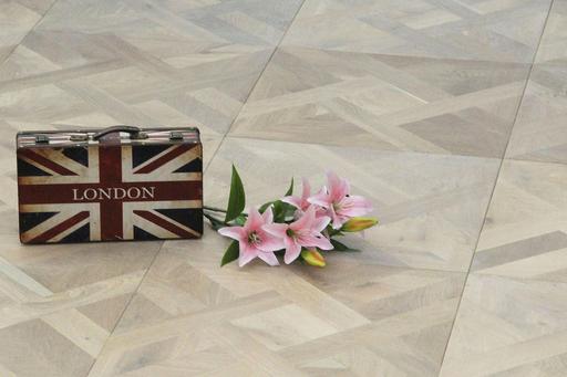 Tradition Select Engineered Oak Parquet Flooring, Smoked, White Oiled, 580x20x580mm