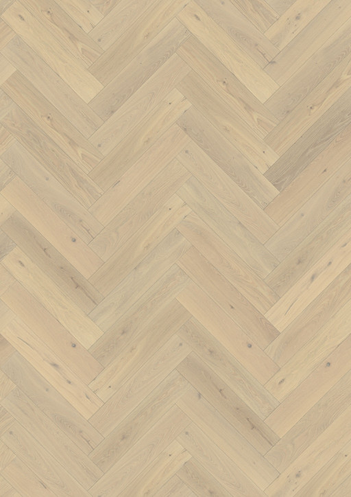 Kahrs Large Herringbone Oak Herringbone Cd Crème White Engineered Flooring, Brushed & Oiled, 120x11x600mm